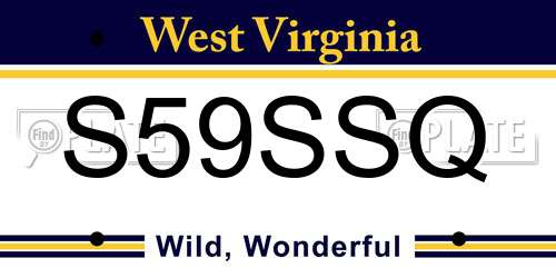 S59SSQ West Virginia License Plate