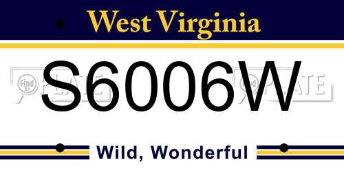 S6006W West Virginia License Plate
