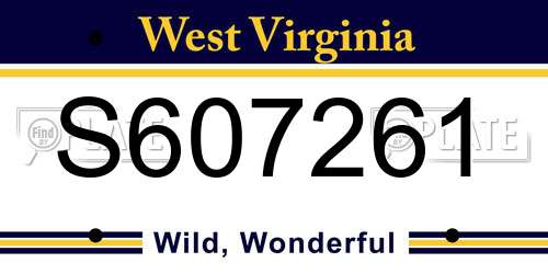 S607261 West Virginia License Plate