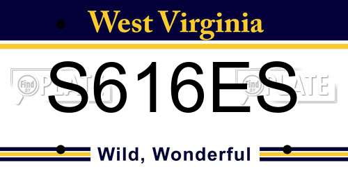 S616ES West Virginia License Plate