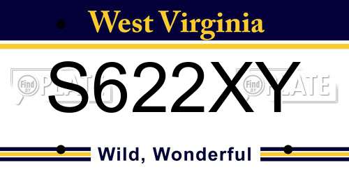 S622XY West Virginia License Plate