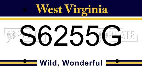 S6255G West Virginia License Plate