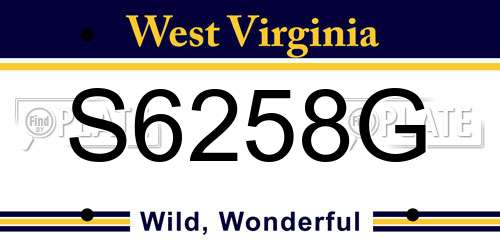 S6258G West Virginia License Plate