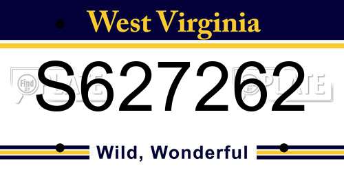 S627262 West Virginia License Plate