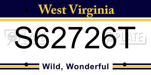 S62726T West Virginia License Plate