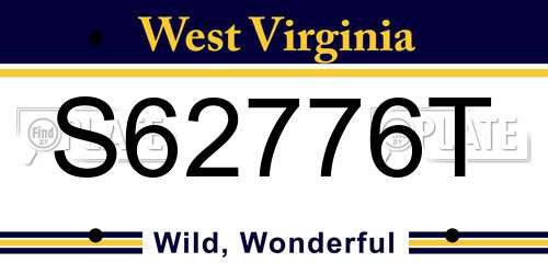 S62776T West Virginia License Plate