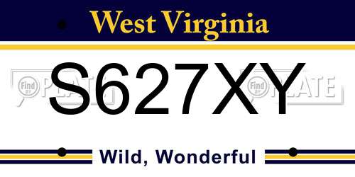 S627XY West Virginia License Plate