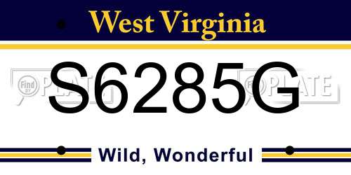 S6285G West Virginia License Plate
