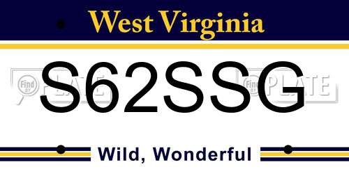 S62SSG West Virginia License Plate