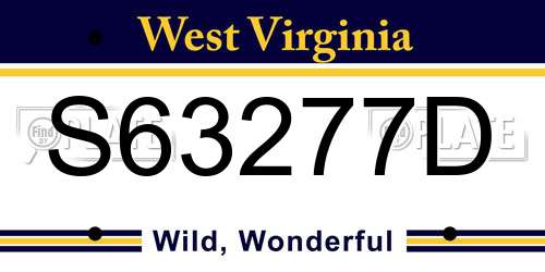 S63277D West Virginia License Plate