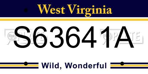 S63641A West Virginia License Plate
