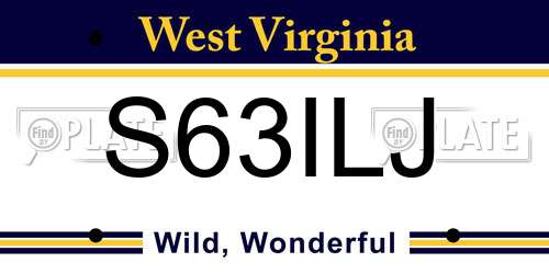 S63ILJ West Virginia License Plate