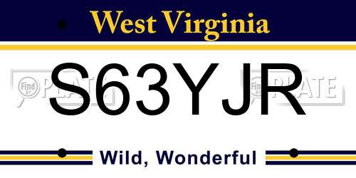 S63YJR West Virginia License Plate