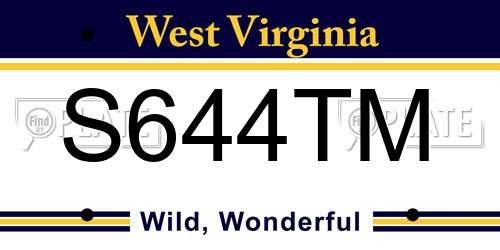 S644TM West Virginia License Plate