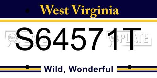 S64571T West Virginia License Plate