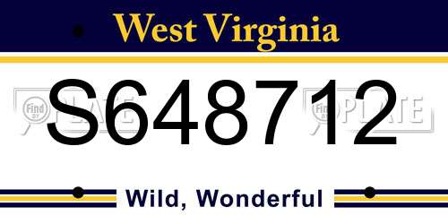 S648712 West Virginia License Plate
