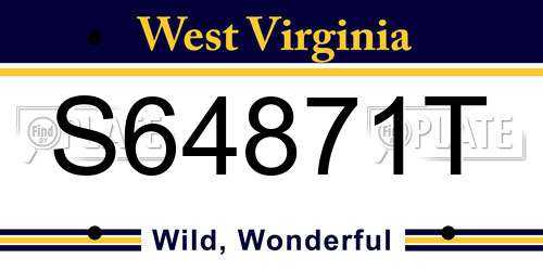 S64871T West Virginia License Plate