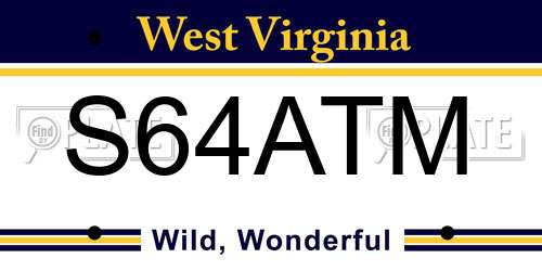 S64ATM West Virginia License Plate