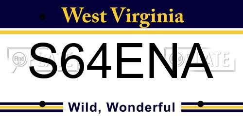 S64ENA West Virginia License Plate