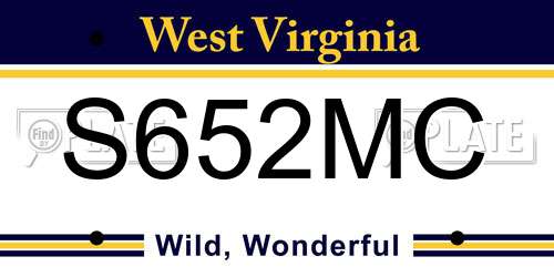 S652MC West Virginia License Plate