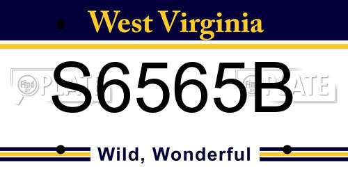 S6565B West Virginia License Plate