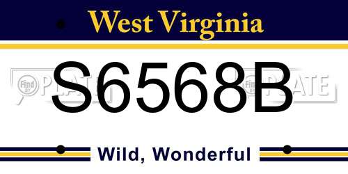 S6568B West Virginia License Plate