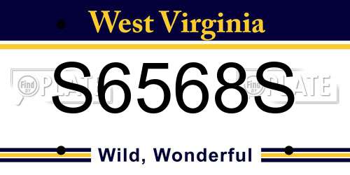 S6568S West Virginia License Plate