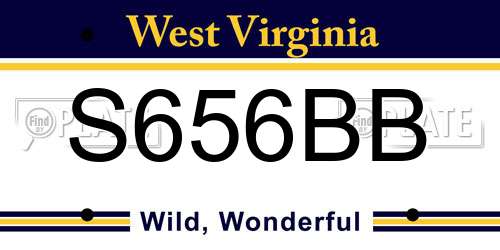 S656BB West Virginia License Plate