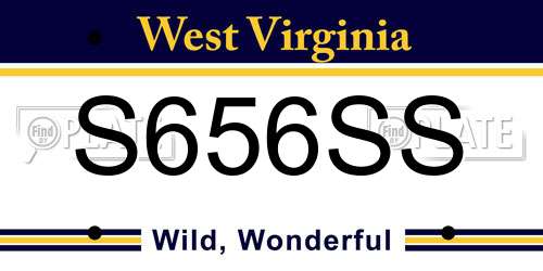 S656SS West Virginia License Plate