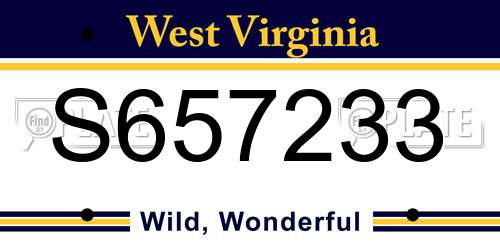 S657233 West Virginia License Plate