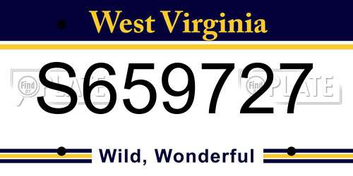 S659727 West Virginia License Plate