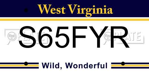 S65FYR West Virginia License Plate