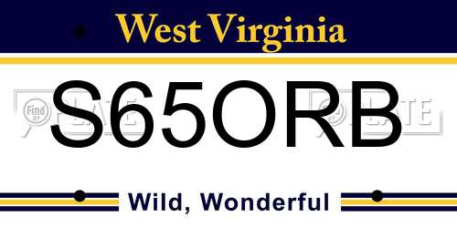 S65ORB West Virginia License Plate