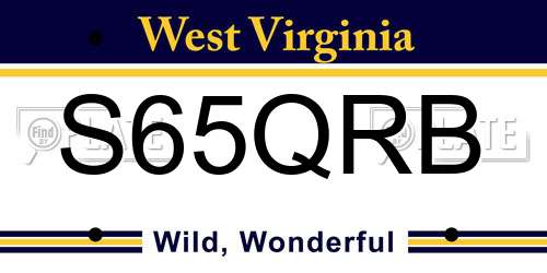S65QRB West Virginia License Plate
