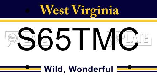 S65TMC West Virginia License Plate
