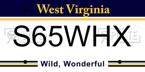S65WHX West Virginia License Plate