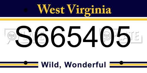 S665405 West Virginia License Plate