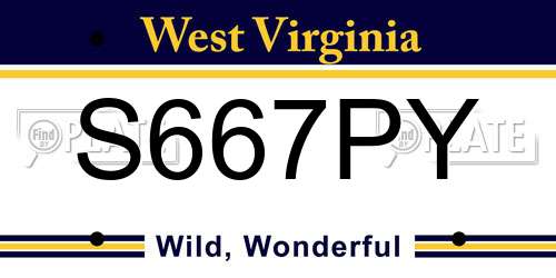 S667PY West Virginia License Plate