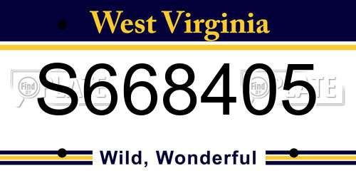 S668405 West Virginia License Plate