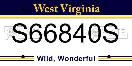 S66840S West Virginia License Plate