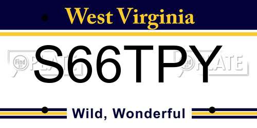 S66TPY West Virginia License Plate