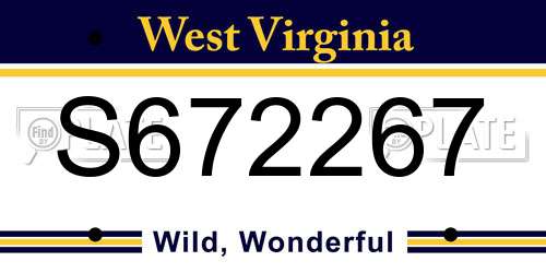 S672267 West Virginia License Plate