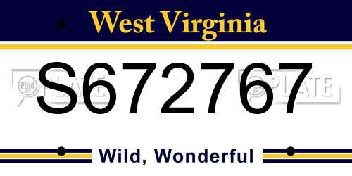 S672767 West Virginia License Plate