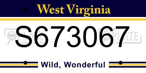 S673067 West Virginia License Plate