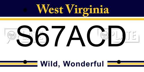 S67ACD West Virginia License Plate