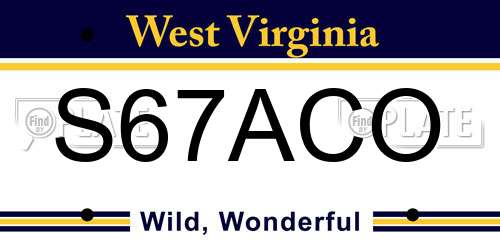 S67ACO West Virginia License Plate