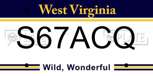 S67ACQ West Virginia License Plate