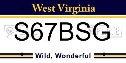 S67BSG West Virginia License Plate