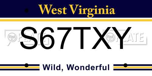 S67TXY West Virginia License Plate
