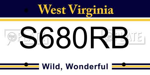 S680RB West Virginia License Plate